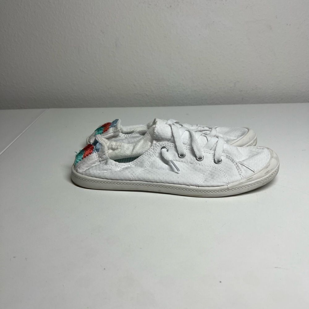 Women Time Tru White Fabric Memory Foam Rouched Lace Up Sneakers NWT size 8